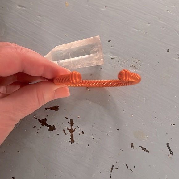 Orange 🍊 Twisted Cable Bangle Cuff Bracelet - Picture 4 of 7